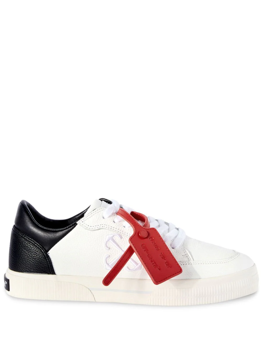 Shop Off-white Men New Low Vulcanized Calf Leather Sneaker In 0110 White Black