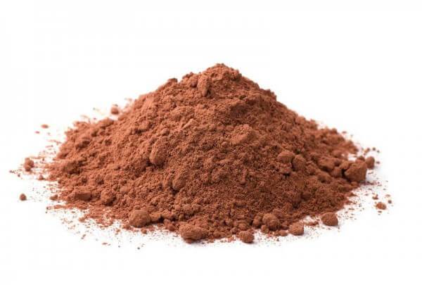 small mound of cocoa powder close up view