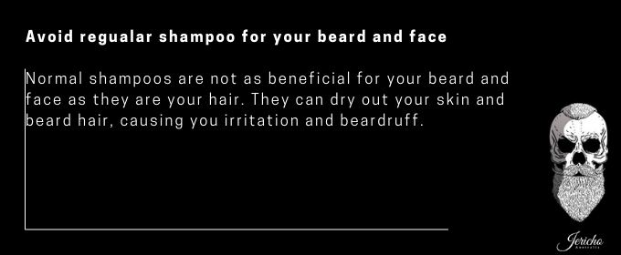 why to avoid regualar shampoo on beard description text