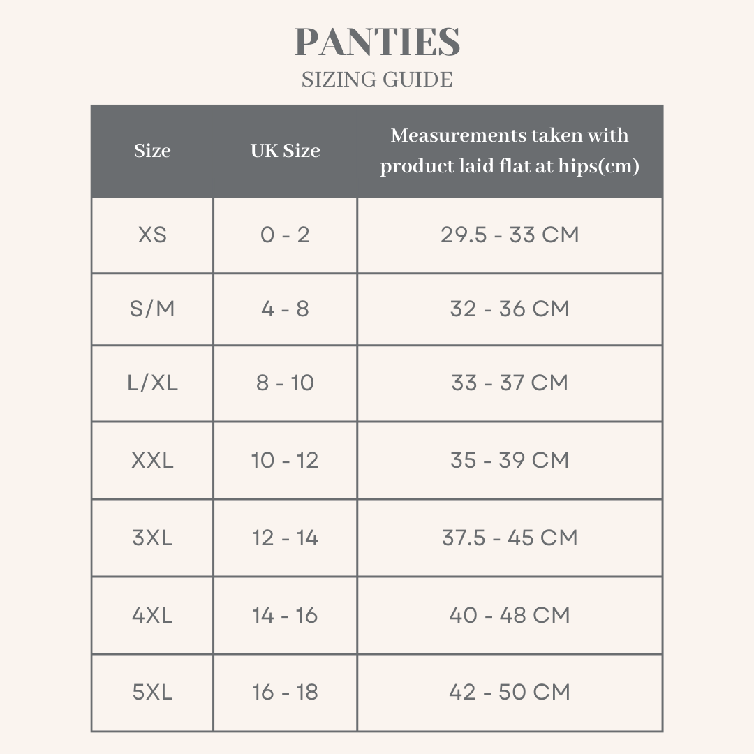 Panties Sizing Chart The Curve Cult