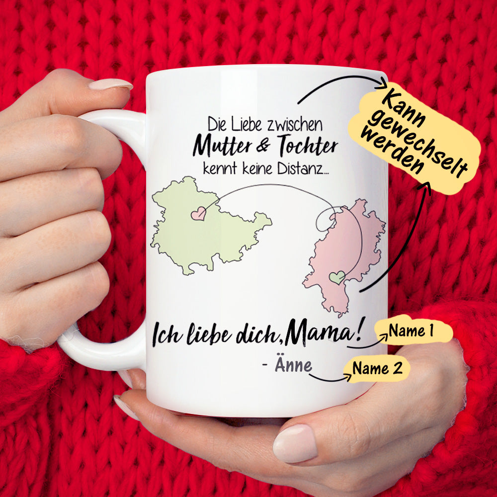 Die liebe zwischen mutter und tochter kennt keine entfernung tasse