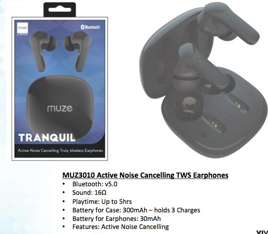 Sharp True Wireless Active Noise Cancelling Splashproof Earphones