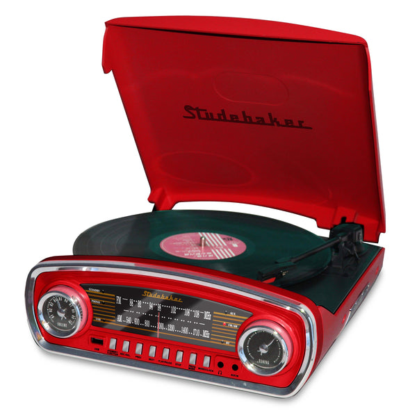 Studebaker 3 Speed Turntable with Bluetooth Receive and AM/FM