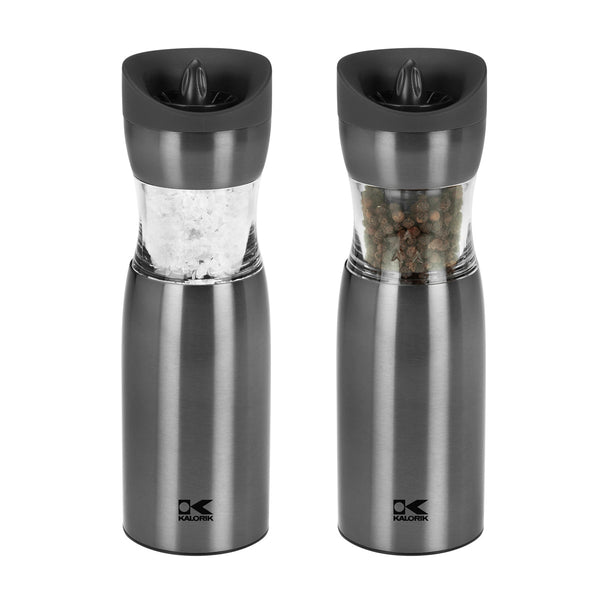 Kalorik Rechargeable Electric Salt and Pepper Mill Grinder Set - Stainless  Steel