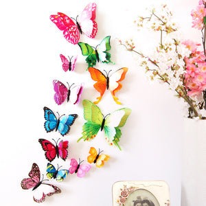 カラフルな蝶々 マグネット式　のり式　２WAY　バタフライ　立体　ウォールアート　おしゃれな女子部屋　インテリアに奥行きをだすのに最適な商品です。
