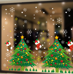 新売り ウォールステッカー クリスマスツリー クリスマス 飾り窓 壁紙 かわいい オシャレ インテリア 店舗用 ショーウインドー 賑やかな雰 Takarafune