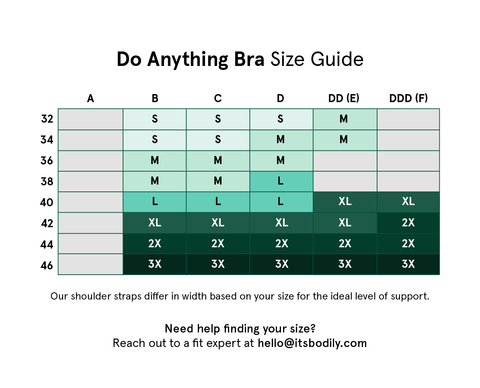 Out & About Bundle Size Chart – Bodily