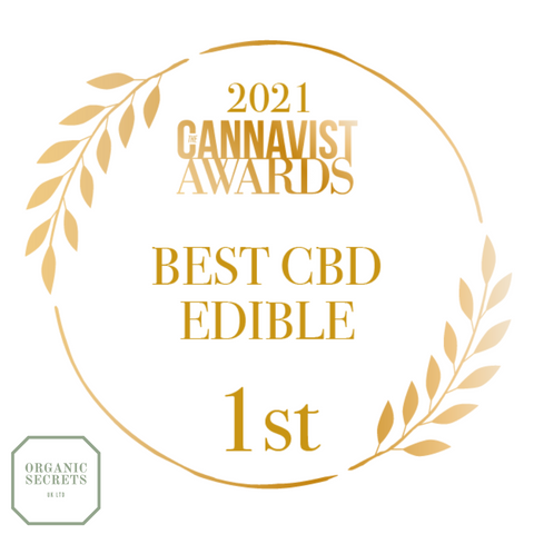 Best CBD Edible Award logo presented to Organic Secrets by Cannavist Magazine