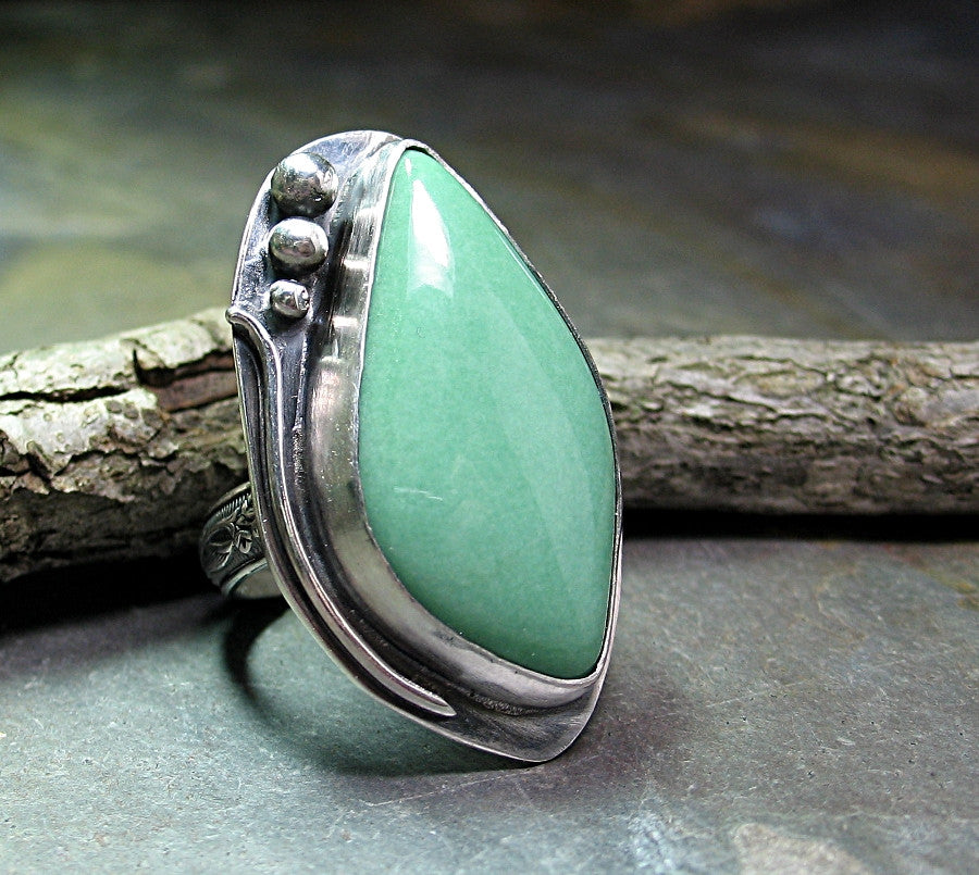 Lucin Utah Variscite Ring - Seafoam – Lavender Cottage Jewelry