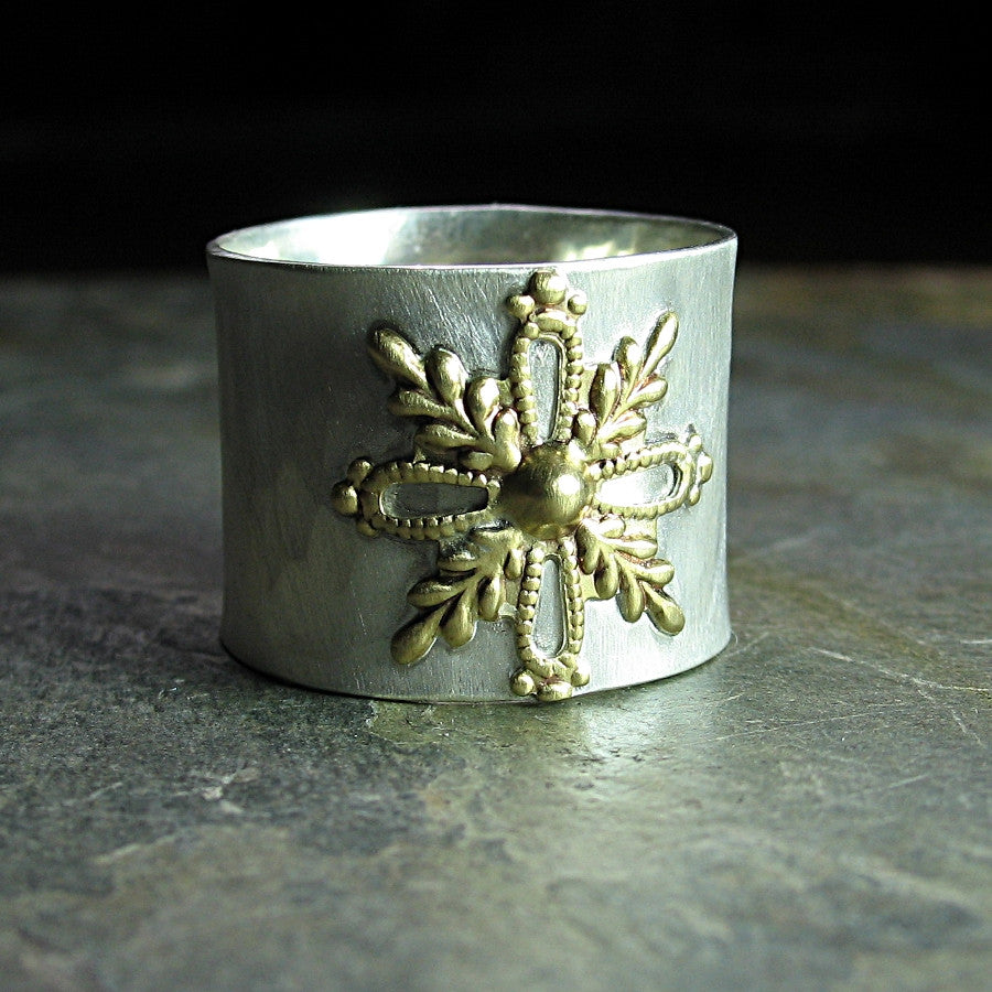 Wide band snowflake ring - Snowfall – Lavender Cottage Jewelry