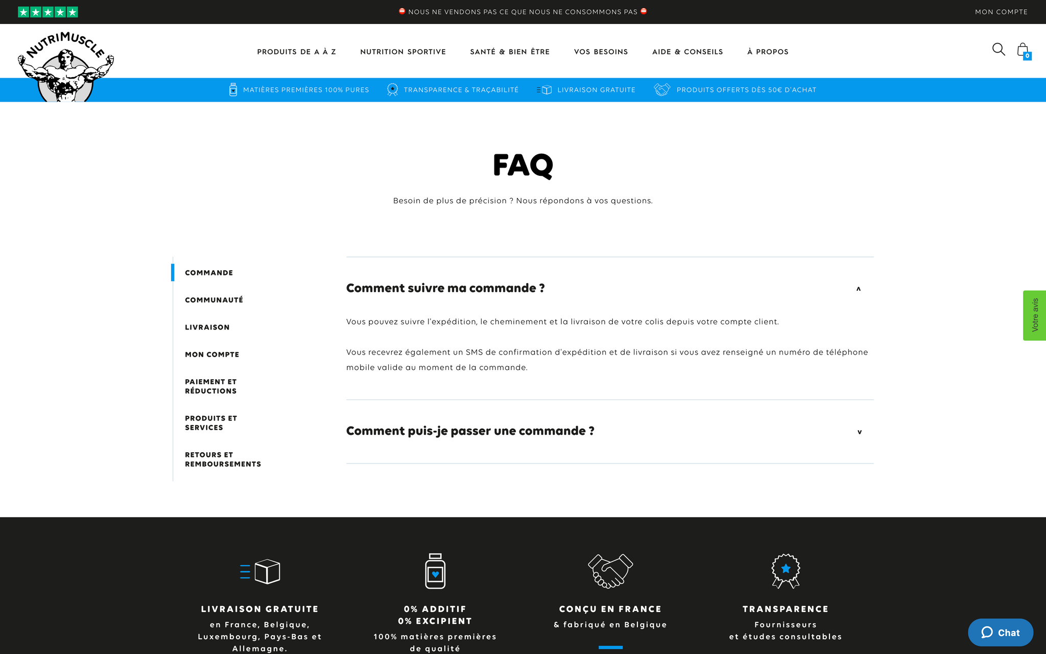 Nutrimuscle - FAQ Desktop