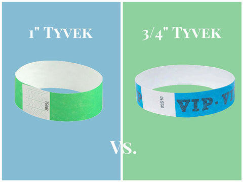 1 inch tyvek wristband vs 3/4 inch tyvek wristband comparison