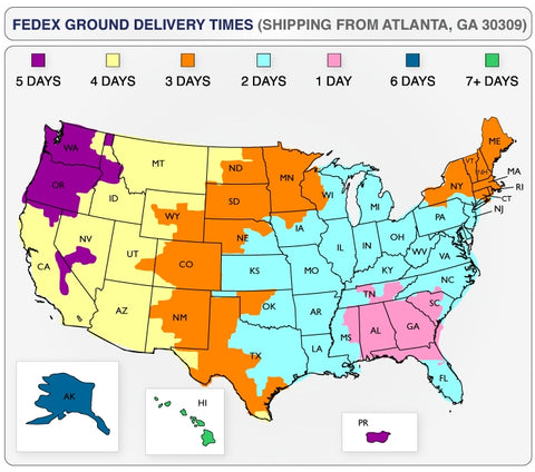 FedEx Ground Shipping Times Map