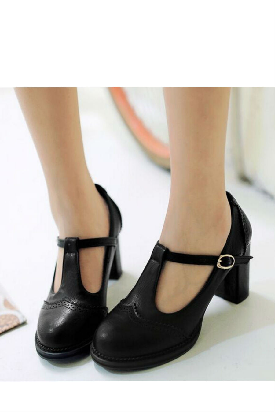 low heel pumps with strap