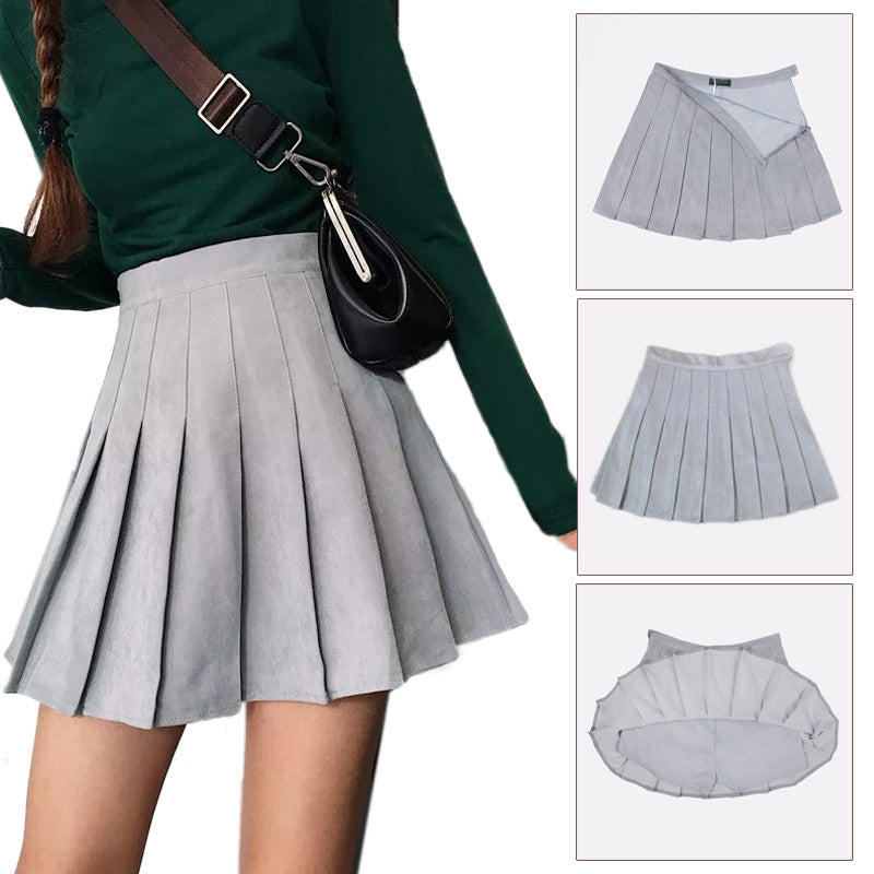 suede pleated skirt