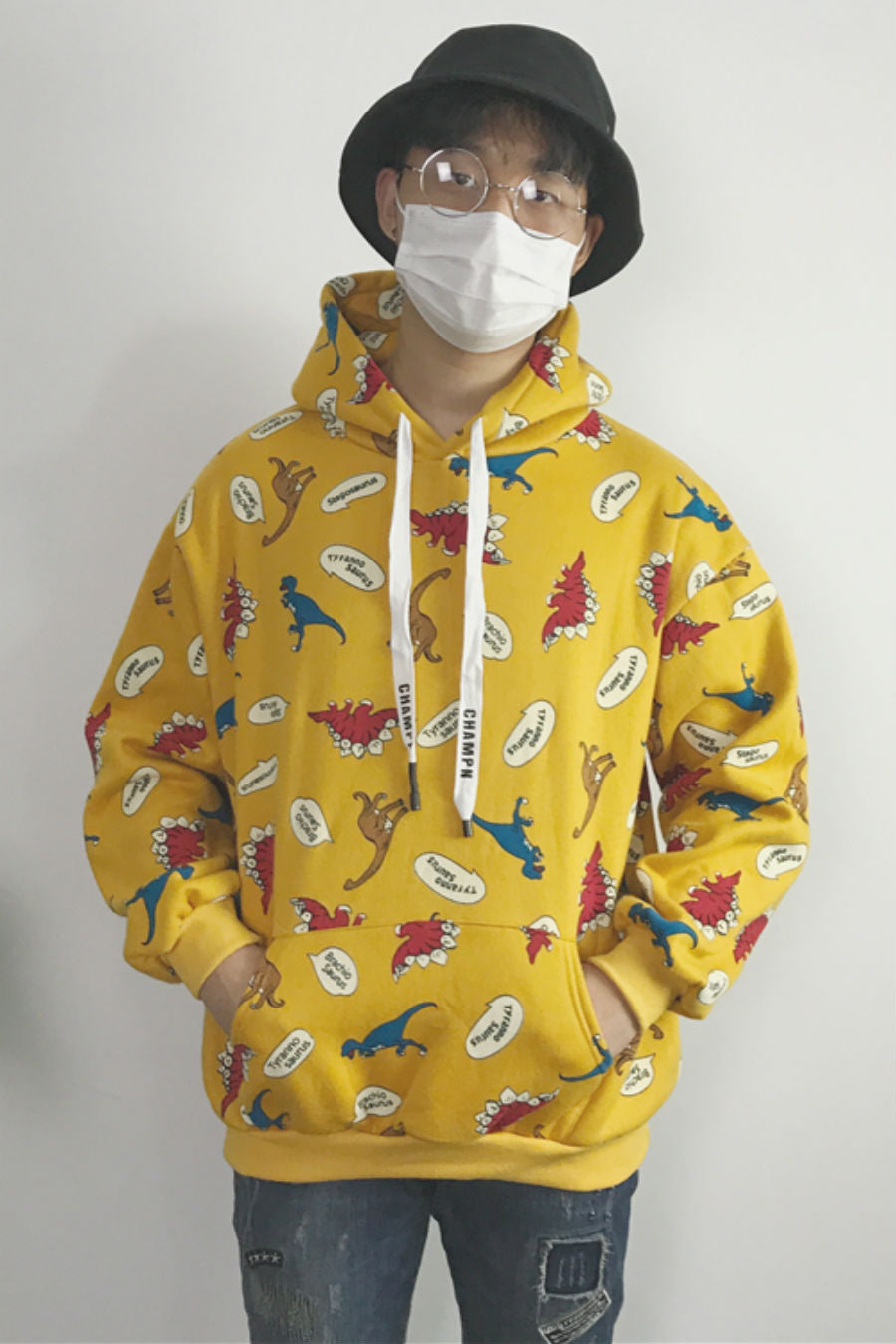 yellow dinosaur hoodie