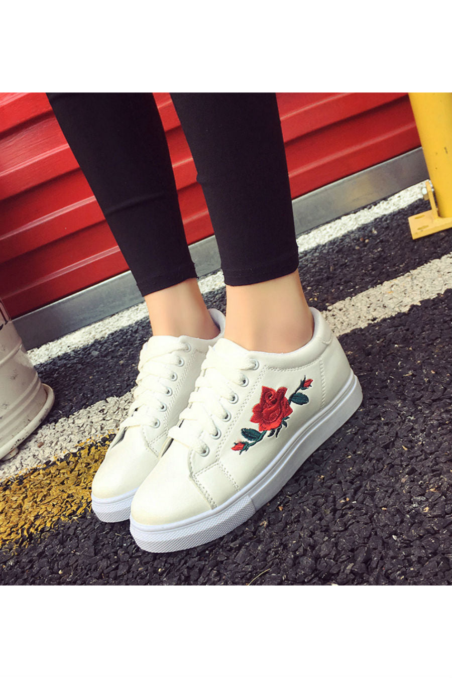 white floral sneakers