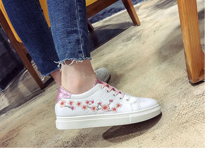 pink floral sneakers