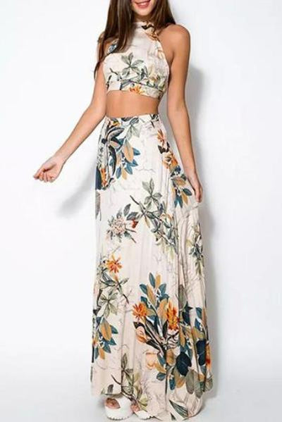 floral print long skirt