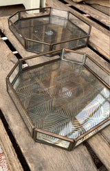 Glass Tray w/ Carved Iron