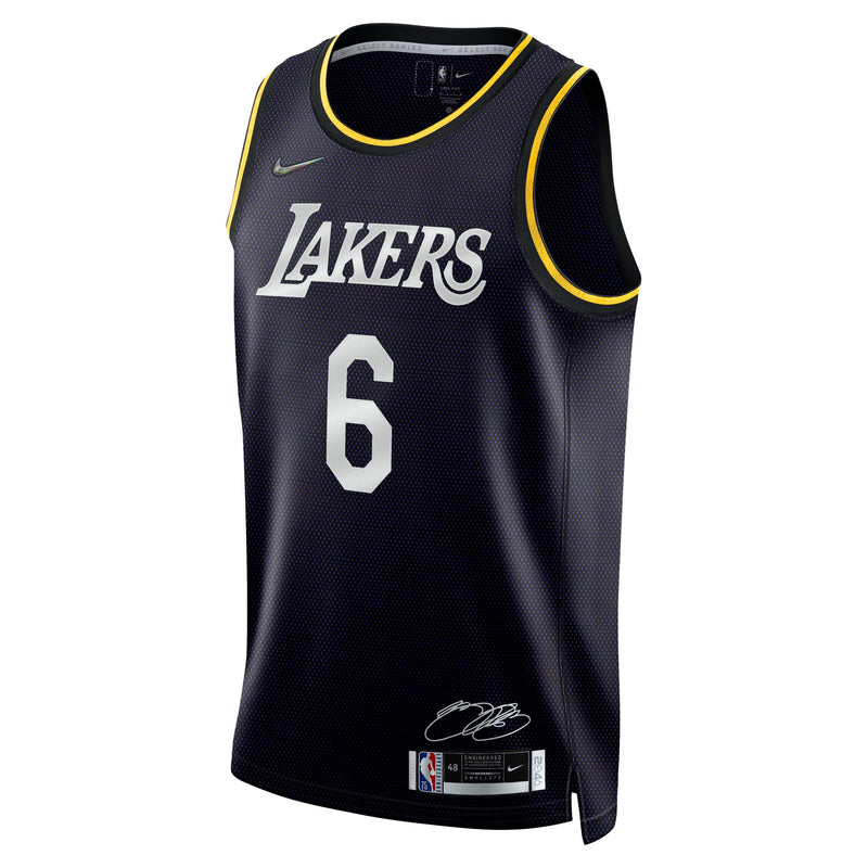 Lebron James Los Angeles Lakers Black Mamba Kobe Bryant Yellow Nike Jersey  (48)