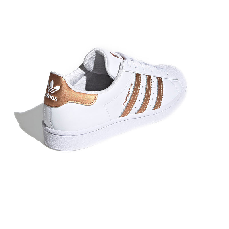 adidas originals superstar - womens white/copper metallic