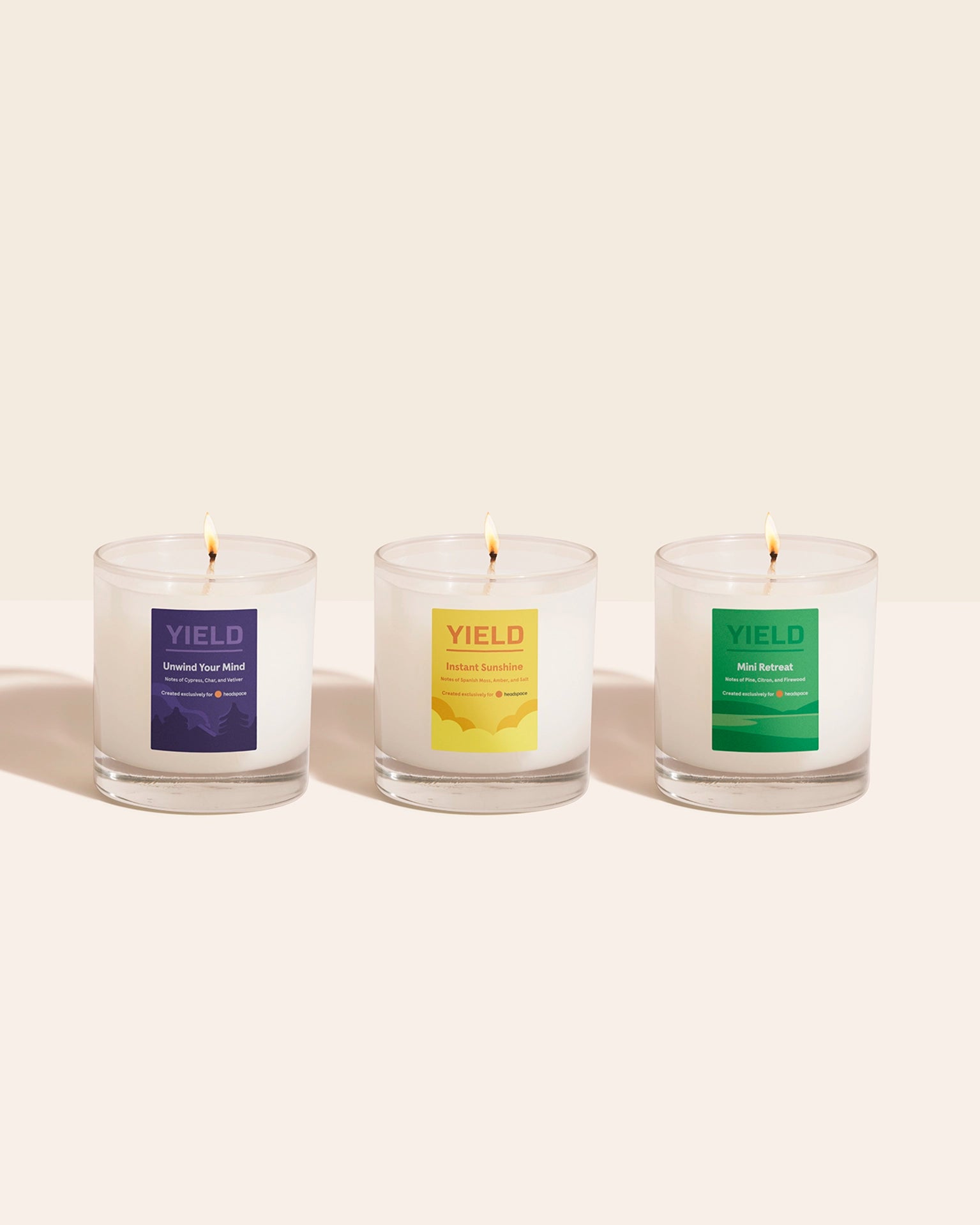 Headspace x YIELD Candle Trio