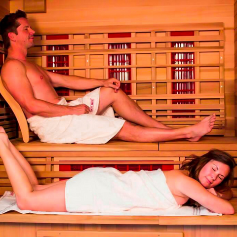Couple Relaxing in an Infrared Sauna