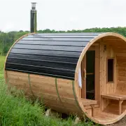 dundalk barrel sauna black metal roof