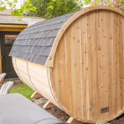 dundalk white cedar barrel sauna roof