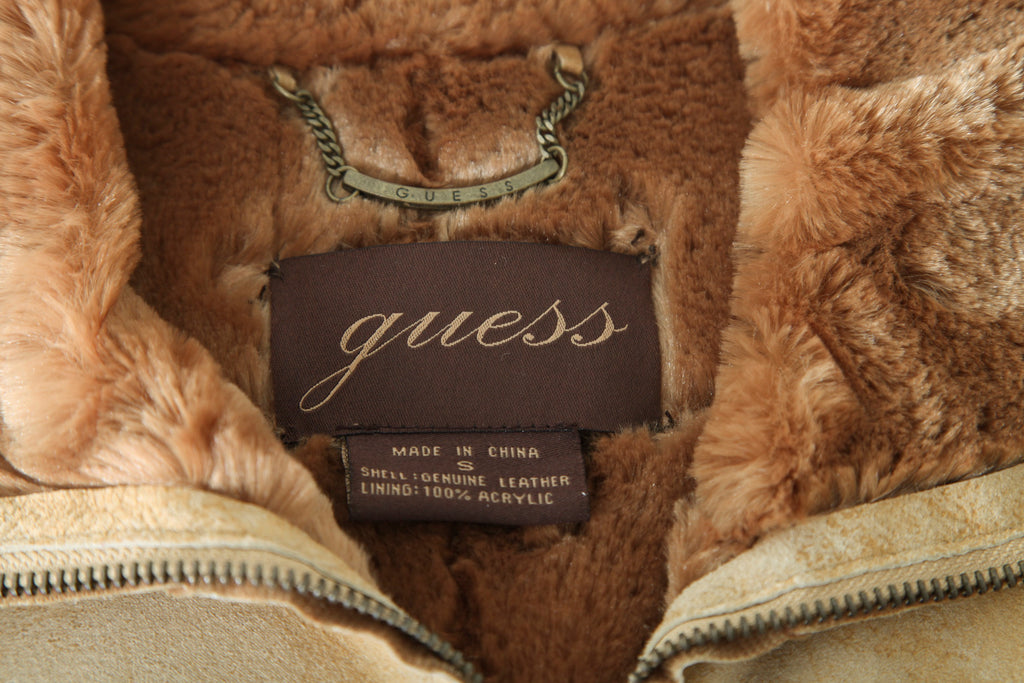 guess leather fur jacket