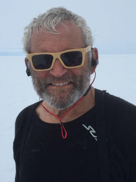 Man wearing bamboo sunglasses from WearPanda in the Arctic | Kennedy