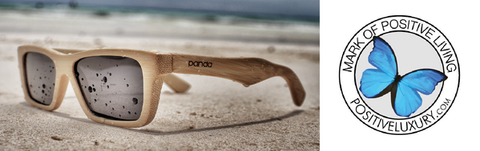 Mark of positive living award for panda all wood bamboo sunglasses