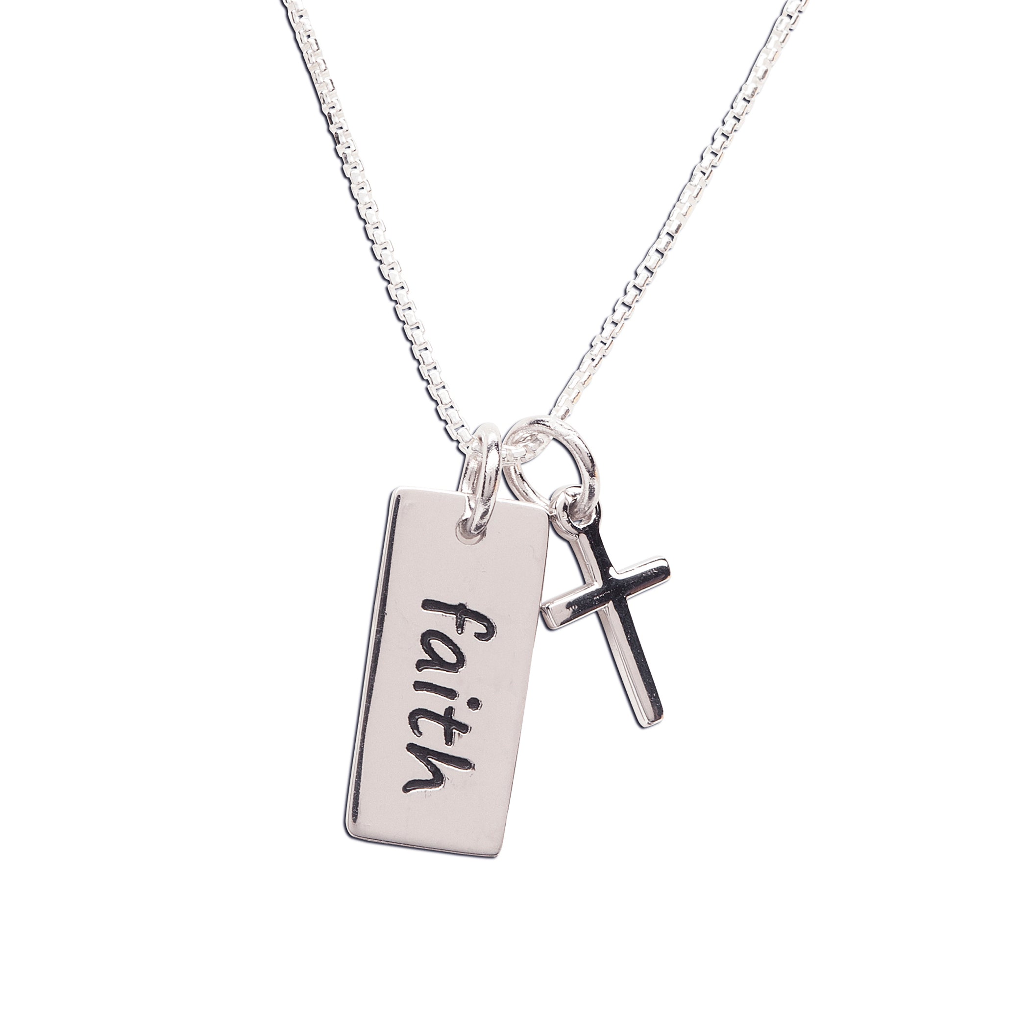 "Silver Stories Collection" Sterling Silver Faith Necklace with Cross