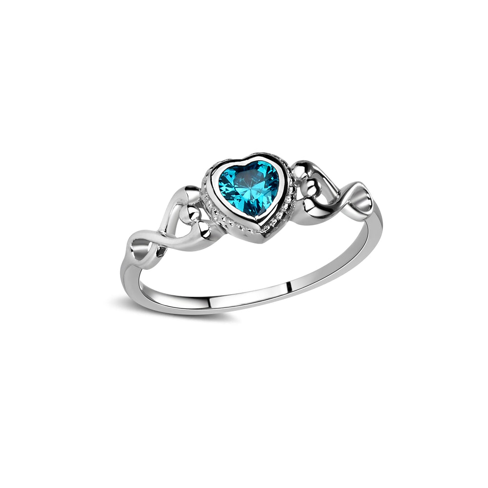 Sterling Silver Birthstone Heart Baby Ring For Babies And Little Girls