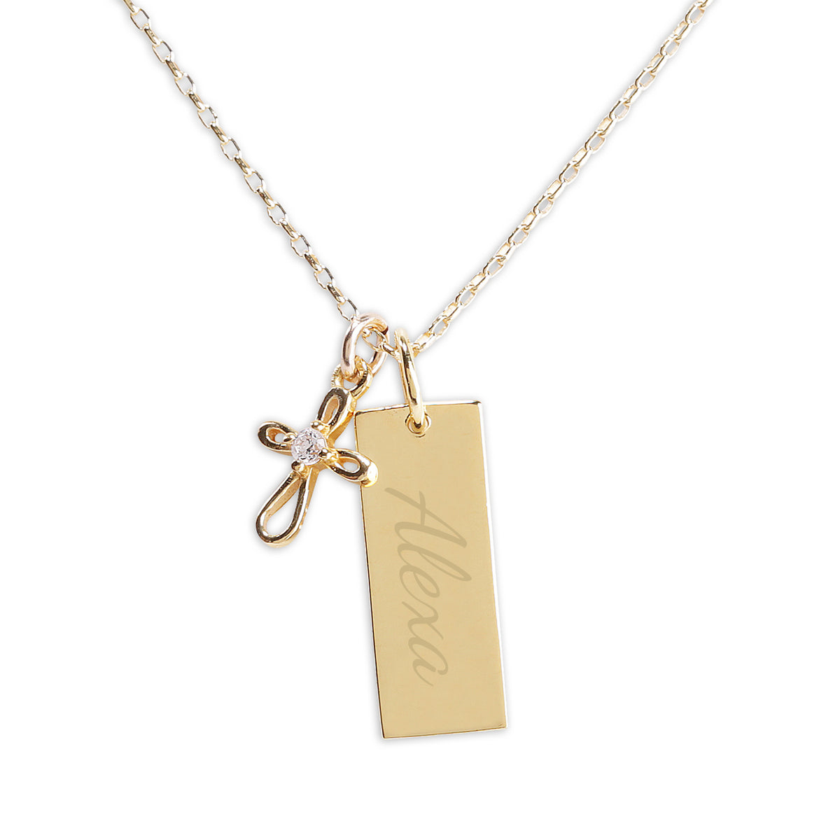 Girls Gold-Plated Cross Bar Necklace for First Communion Religous Gift –  Cherished Moments Jewelry