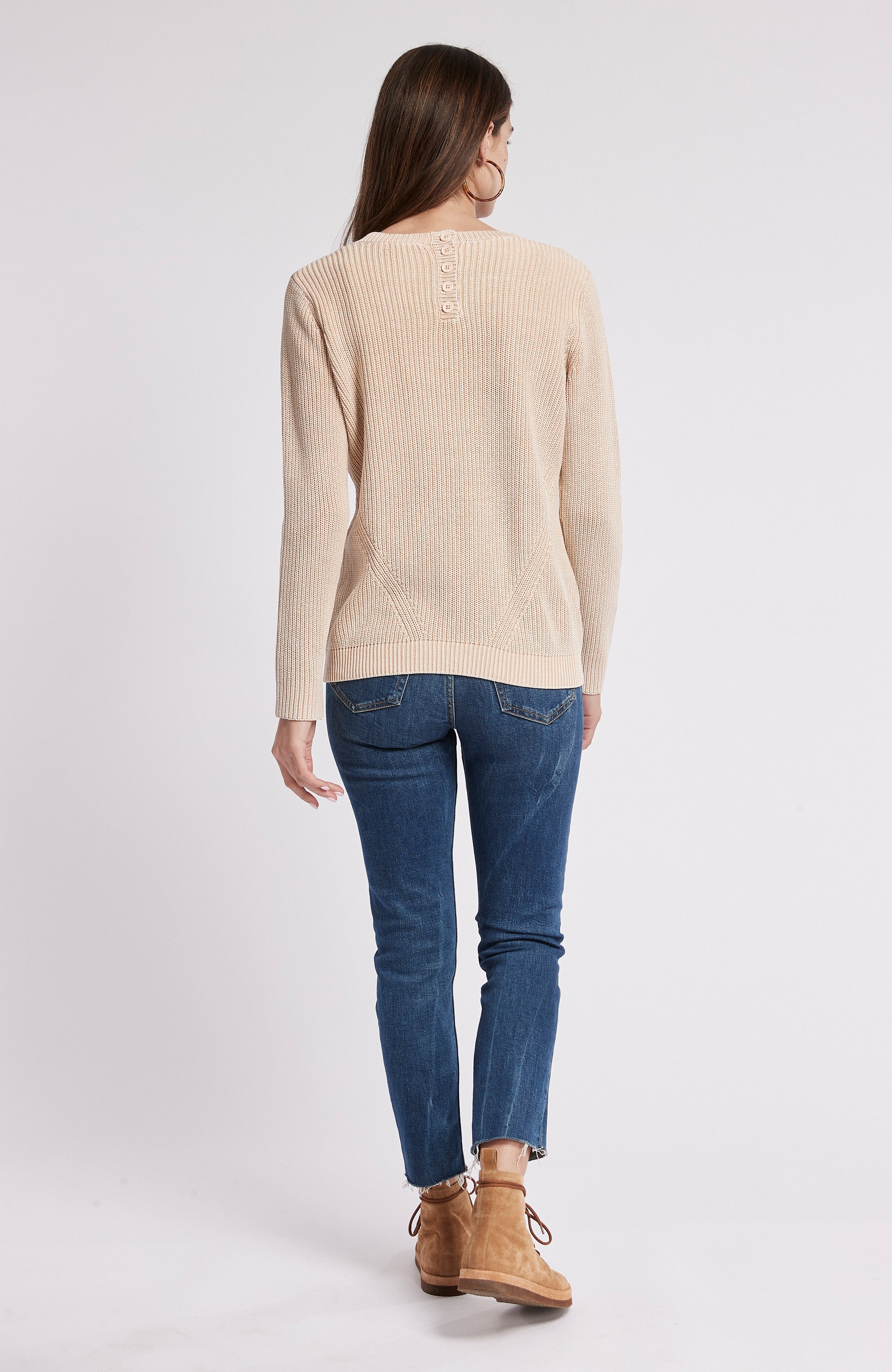 MINERAL WASH SHAKER SWEATER - CHAMOIS