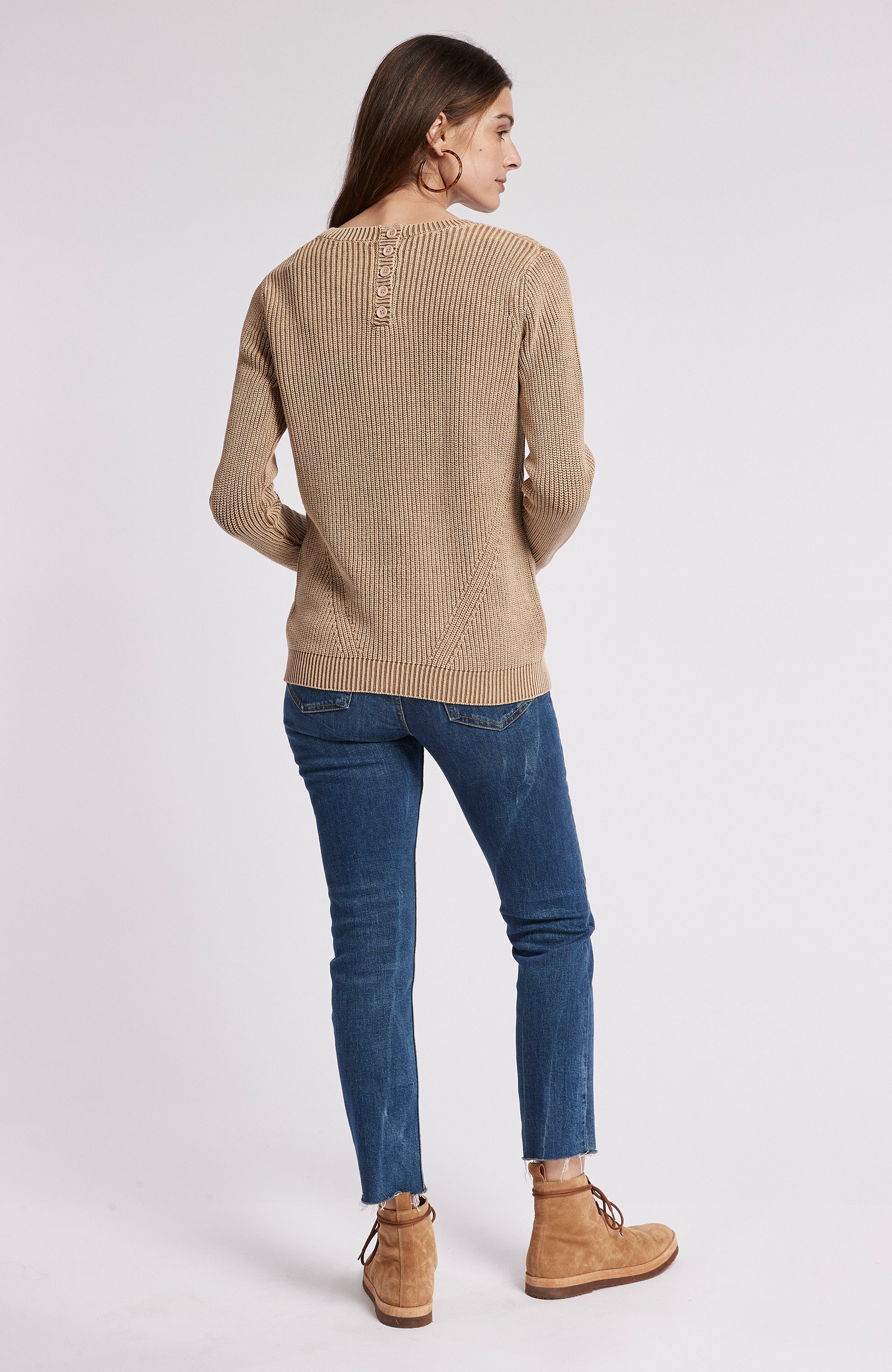 MINERAL WASH SHAKER SWEATER - BRONZE