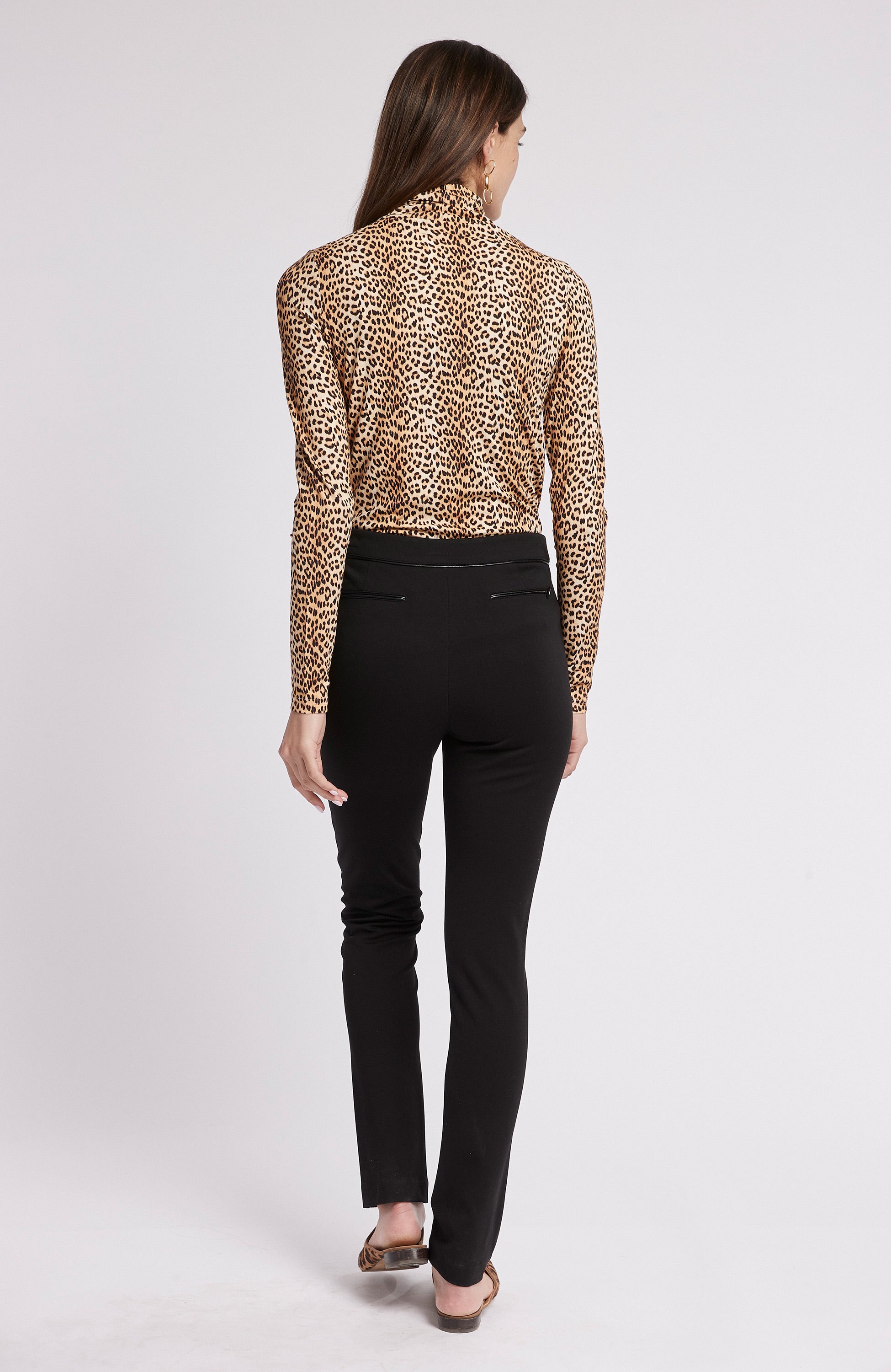 CHEETAH TURTLENECK TOP - BRONZE/BLACK CHEETAH