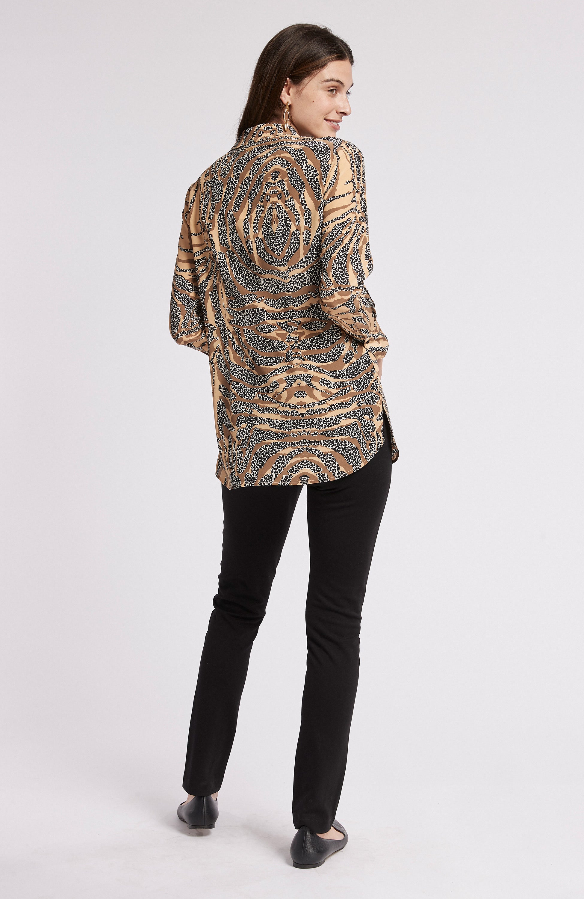 CHARLIE SILK LEOPARD & TIGER BLOUSE - MULTI LEOPARD/TIGER