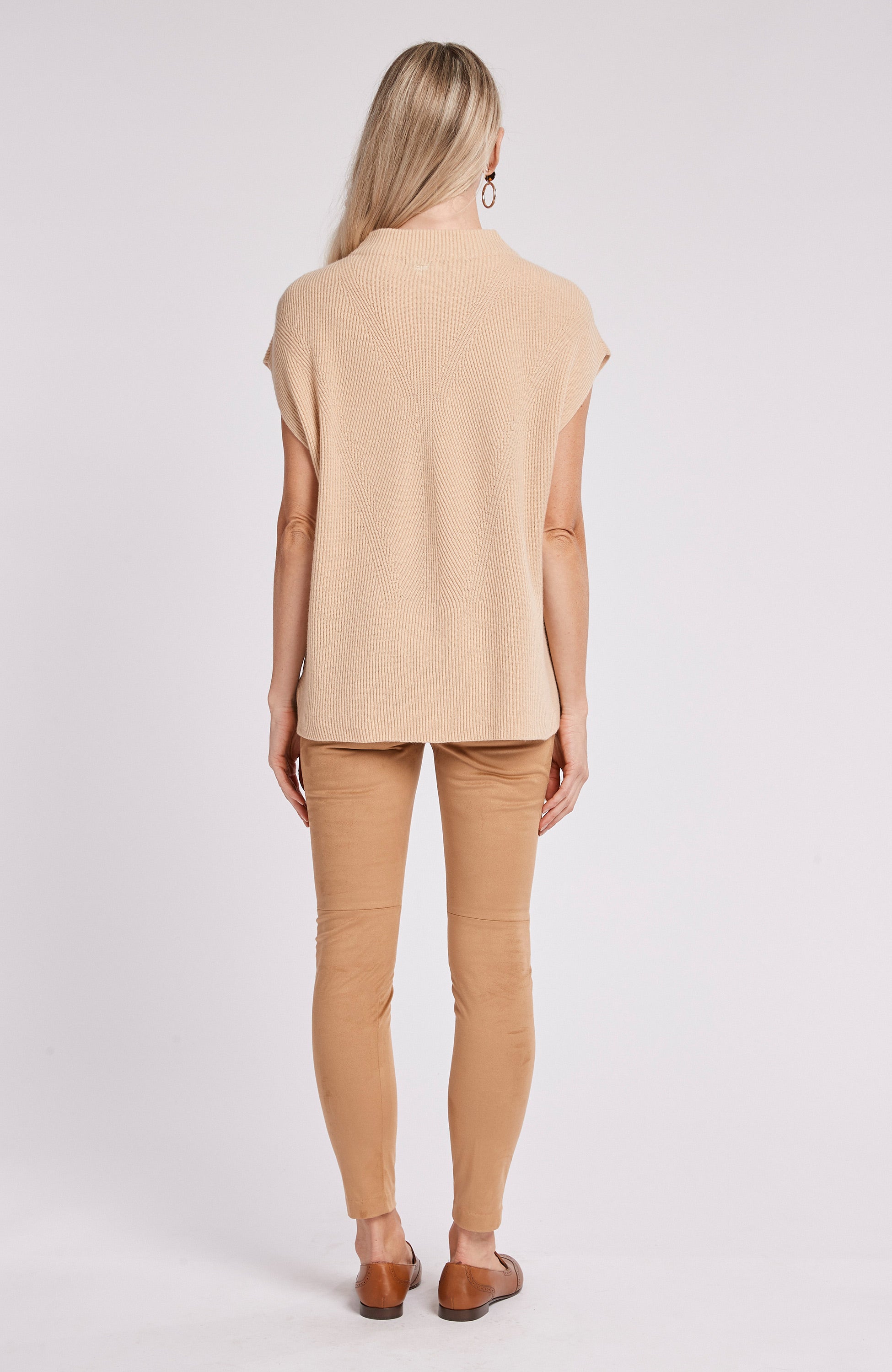 CASHMERE CAP SLEEVE SWEATER - LATTE