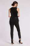 BELLA FEATHERED SEQUIN TOP - BLACK