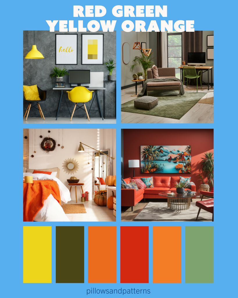 A COLLECTION OF RED, GREEN AND ORANGE INTERIOR