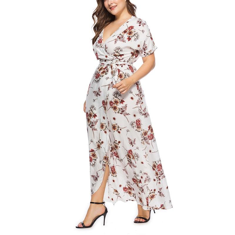 Sexy Floral Printed Long Plus Size Maxi Dress