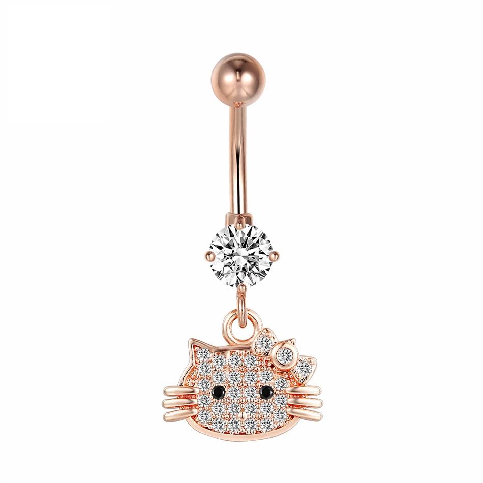 Rose Gold Hello Kitty Navel Piercing Belly Button Ring