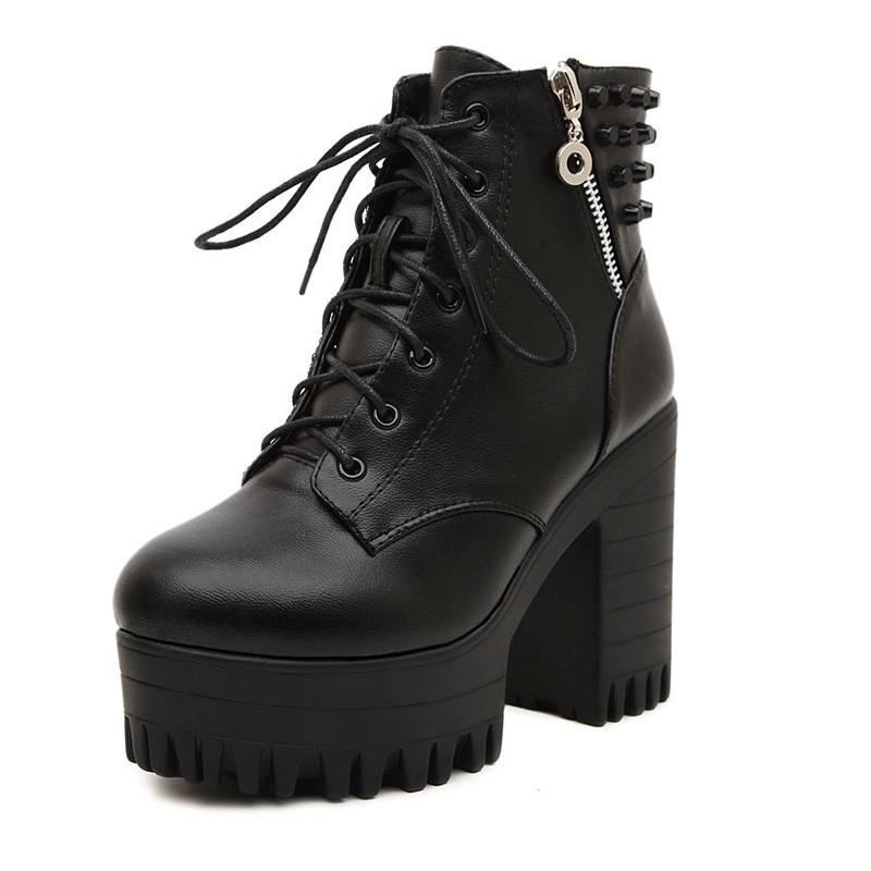 Modern Look Platform Chunky High-Heel Lace Ankle Boots Verkadi.com