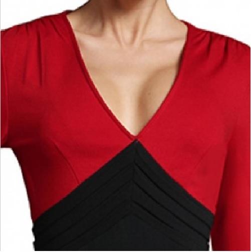 Trendy Color Block Contrasting Business Office Bodycon Dress 