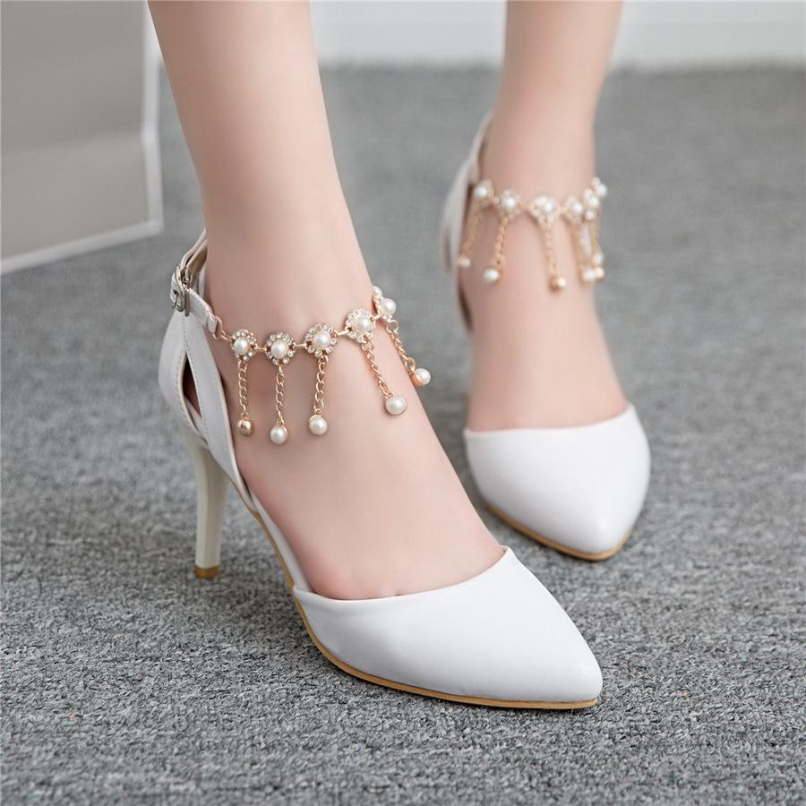 Pointed Toe Spike High Heels Ankle Strap Sandals