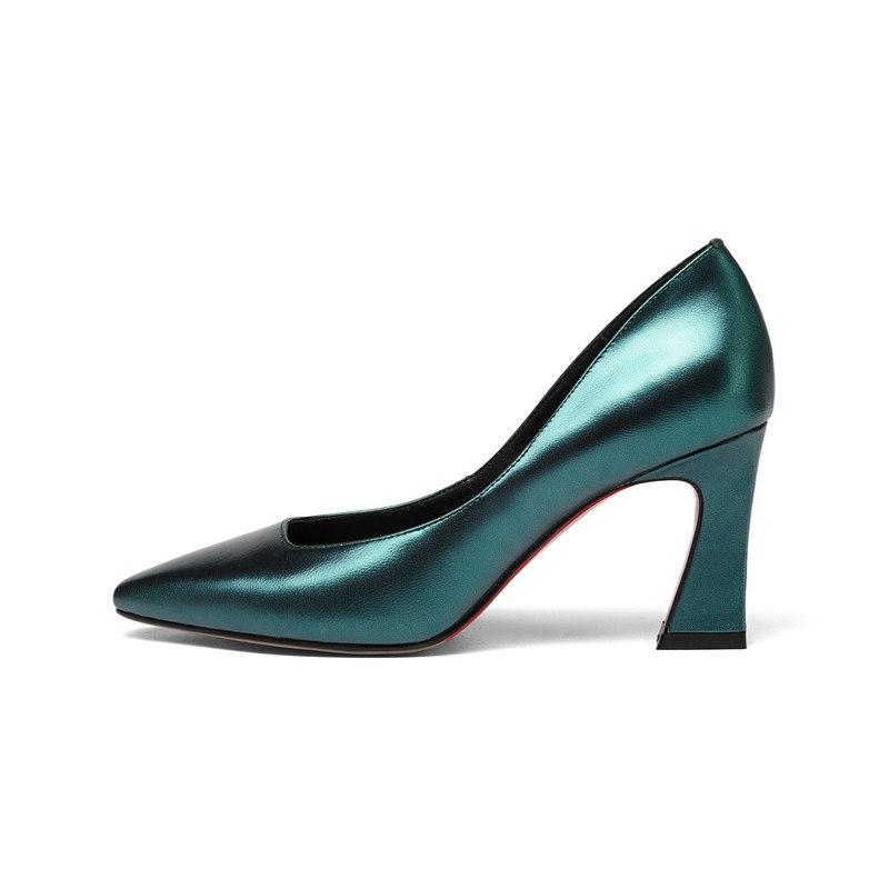 Exquisite Real Leather Pointed Toe Slip On Pumps Shoes
