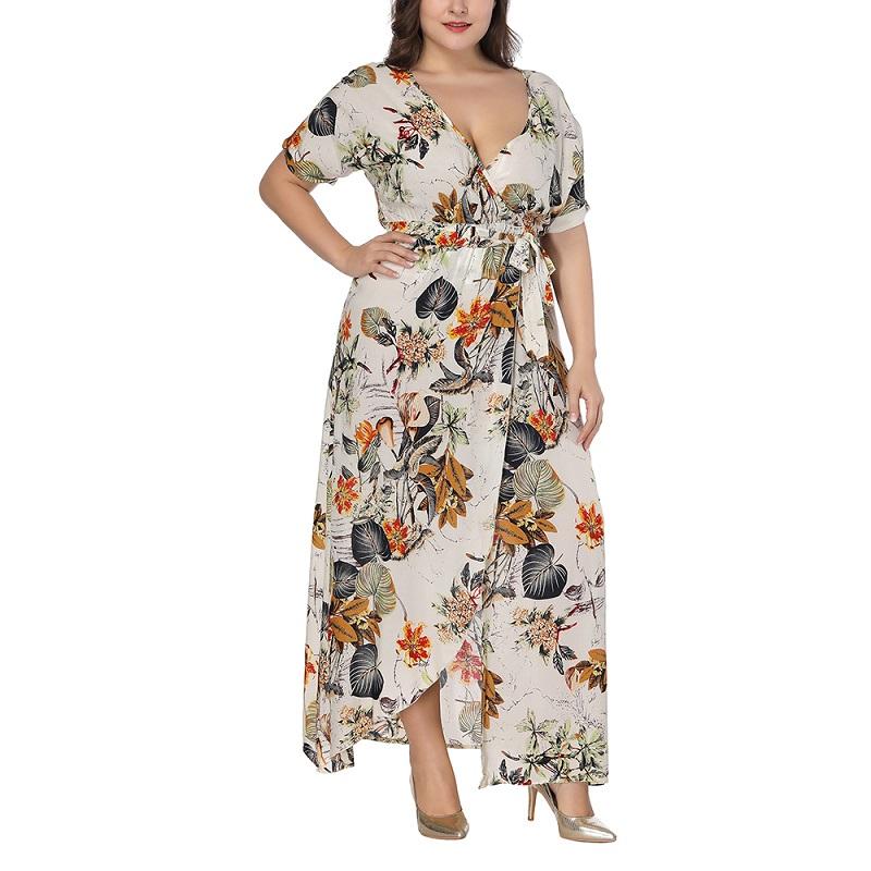 Sexy Floral Printed Long Plus Size Maxi Dress Verkadi.com